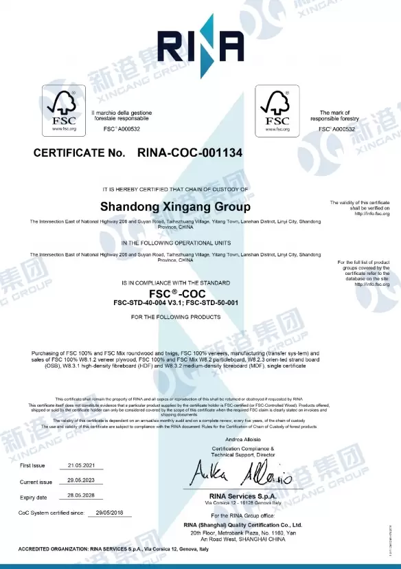 Certificado n.&deg; Rina-COC-001134