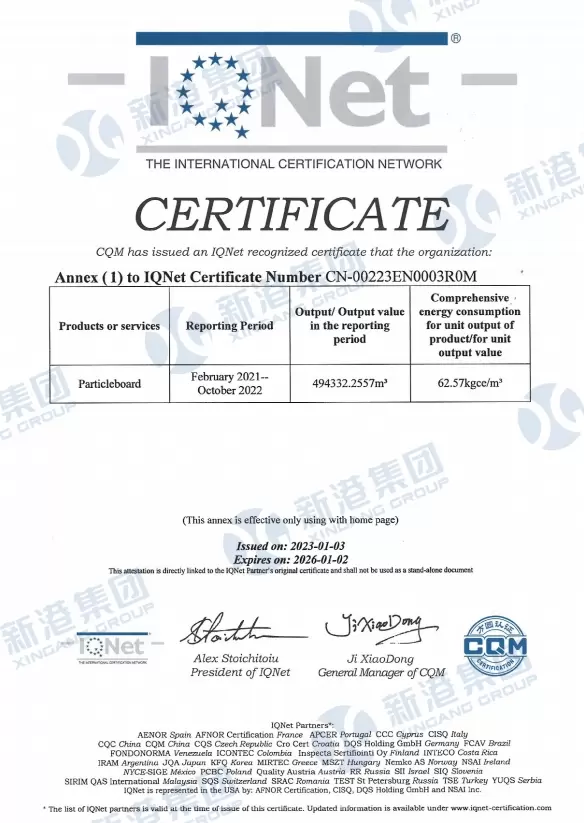 Certificado - Tableros de part&iacute;culas