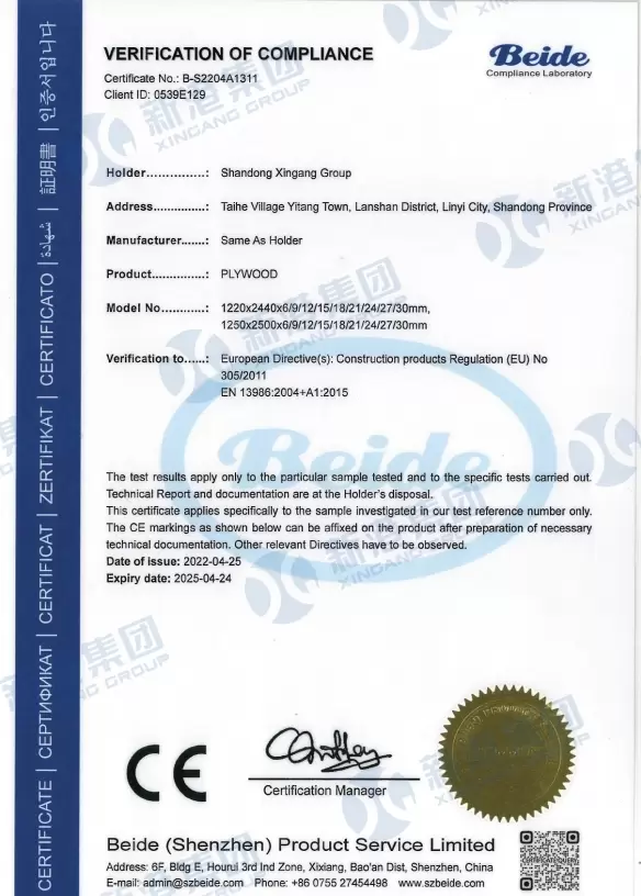 Verificaci&oacute;n de conformidad-PLYWOOD